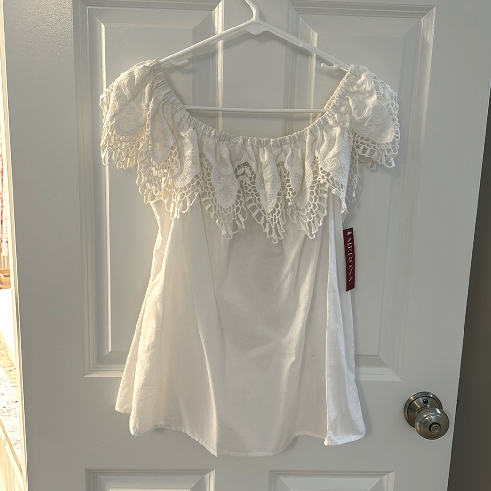 Medium white top - straps can be worn off the shoulder or as a tank